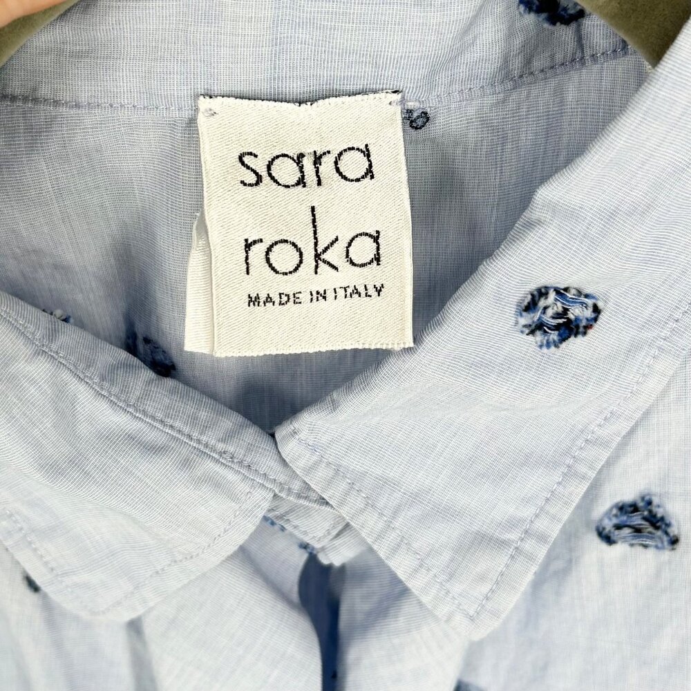 Sara Roka Blue Button Wrap Shirt Dress - Picture 10 of 11